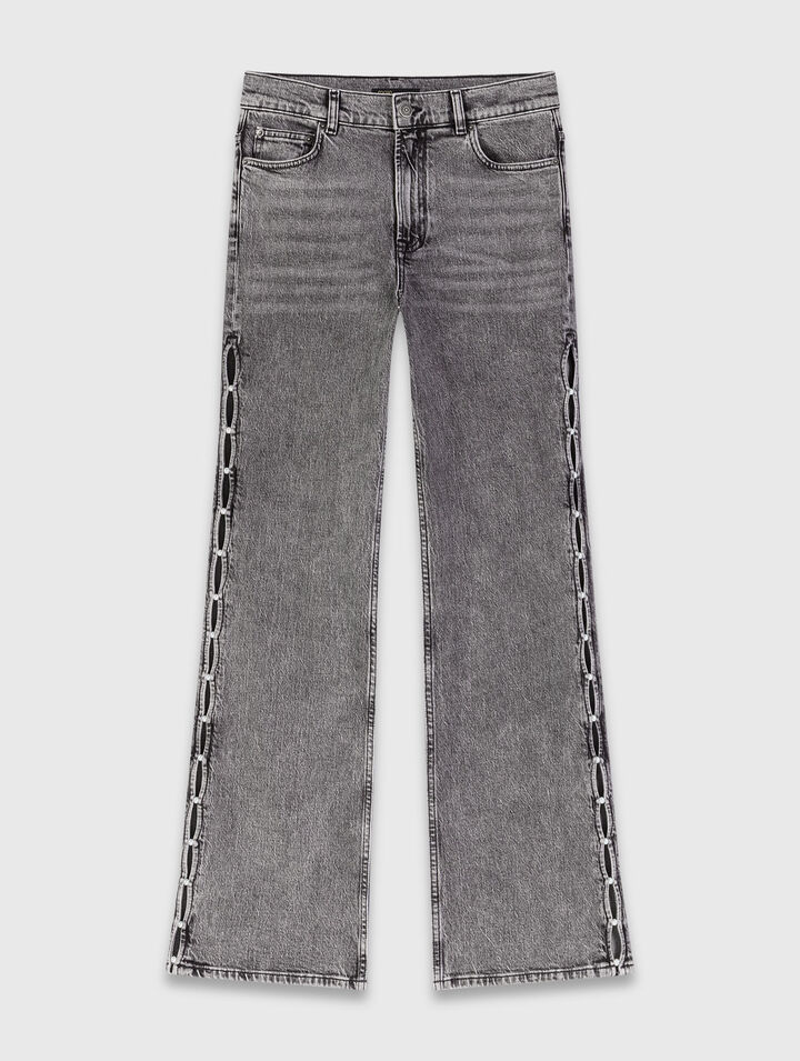 Beaded wide-leg jeans
