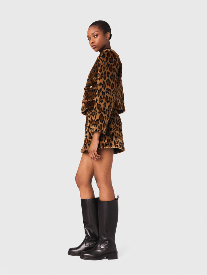 Leopard faux fur jacket