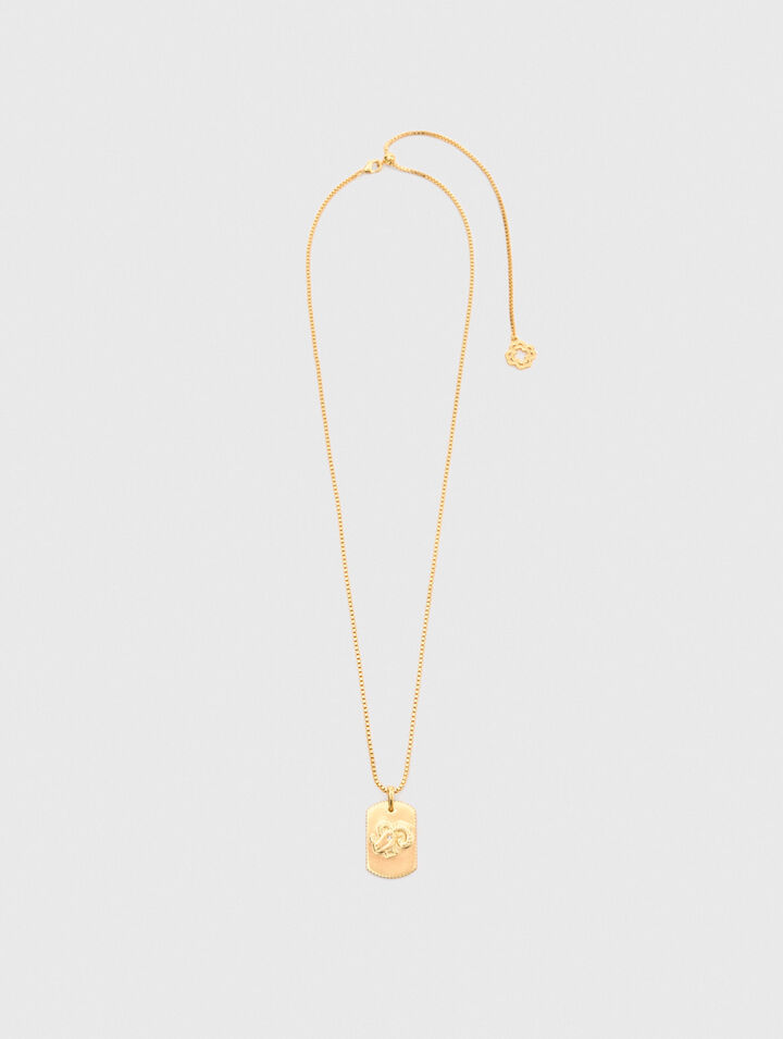 Zodiac sign plaque necklace
