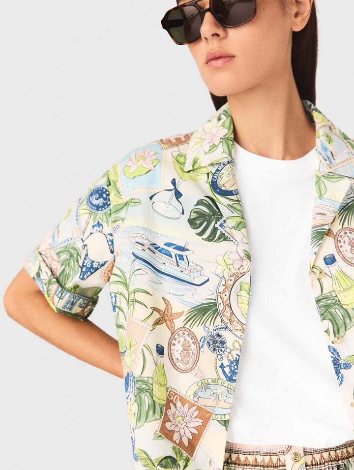 Patterned cropped shirt