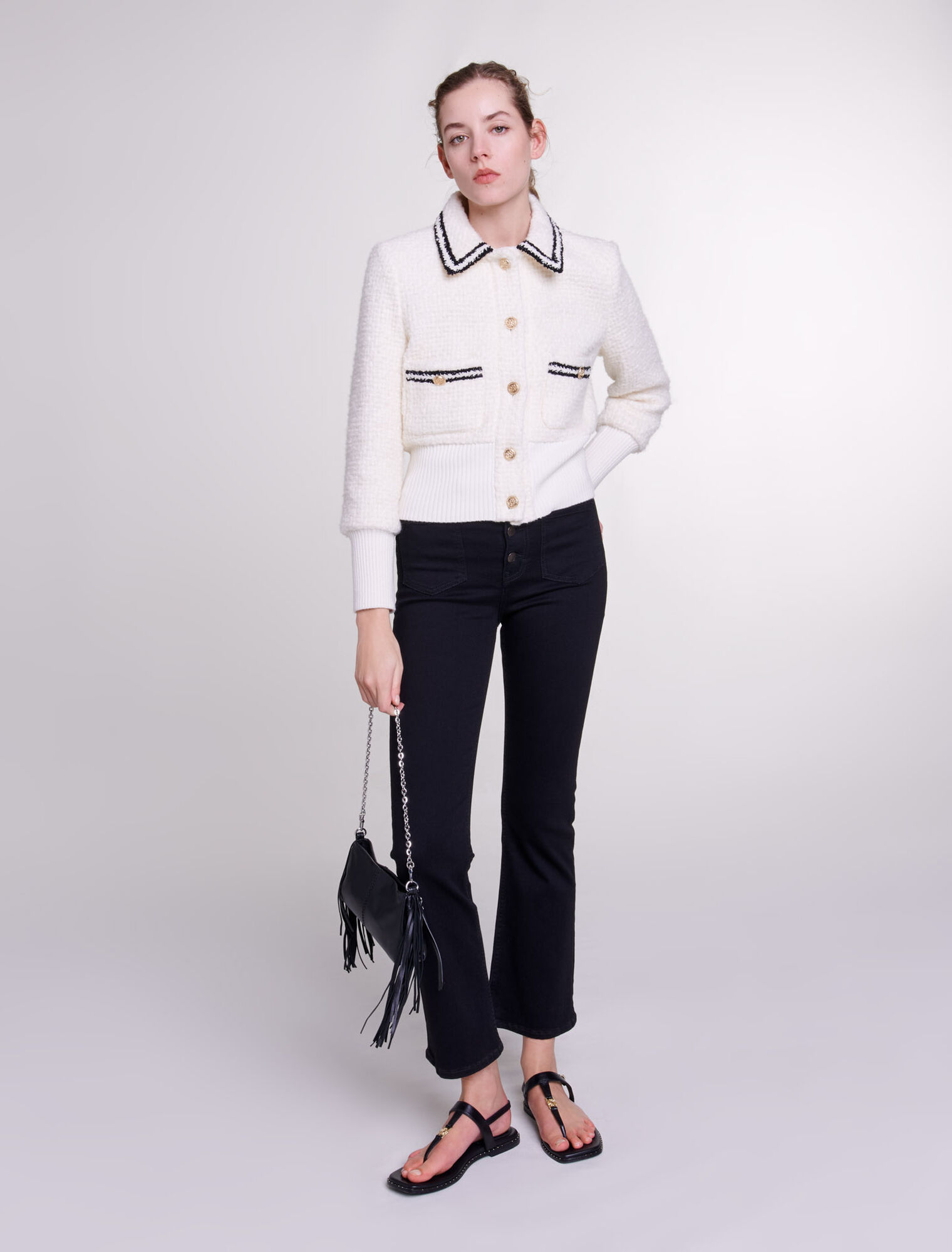 Contrasting tweed-style jacket