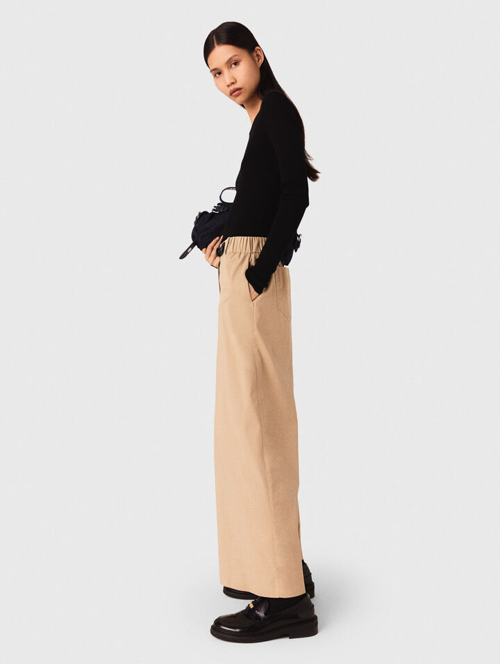 Wide-leg cotton trousers