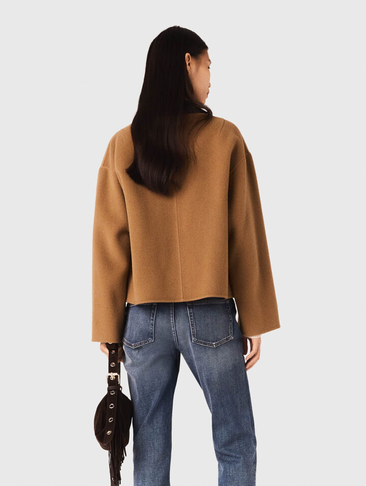 Double-faced coat with leather