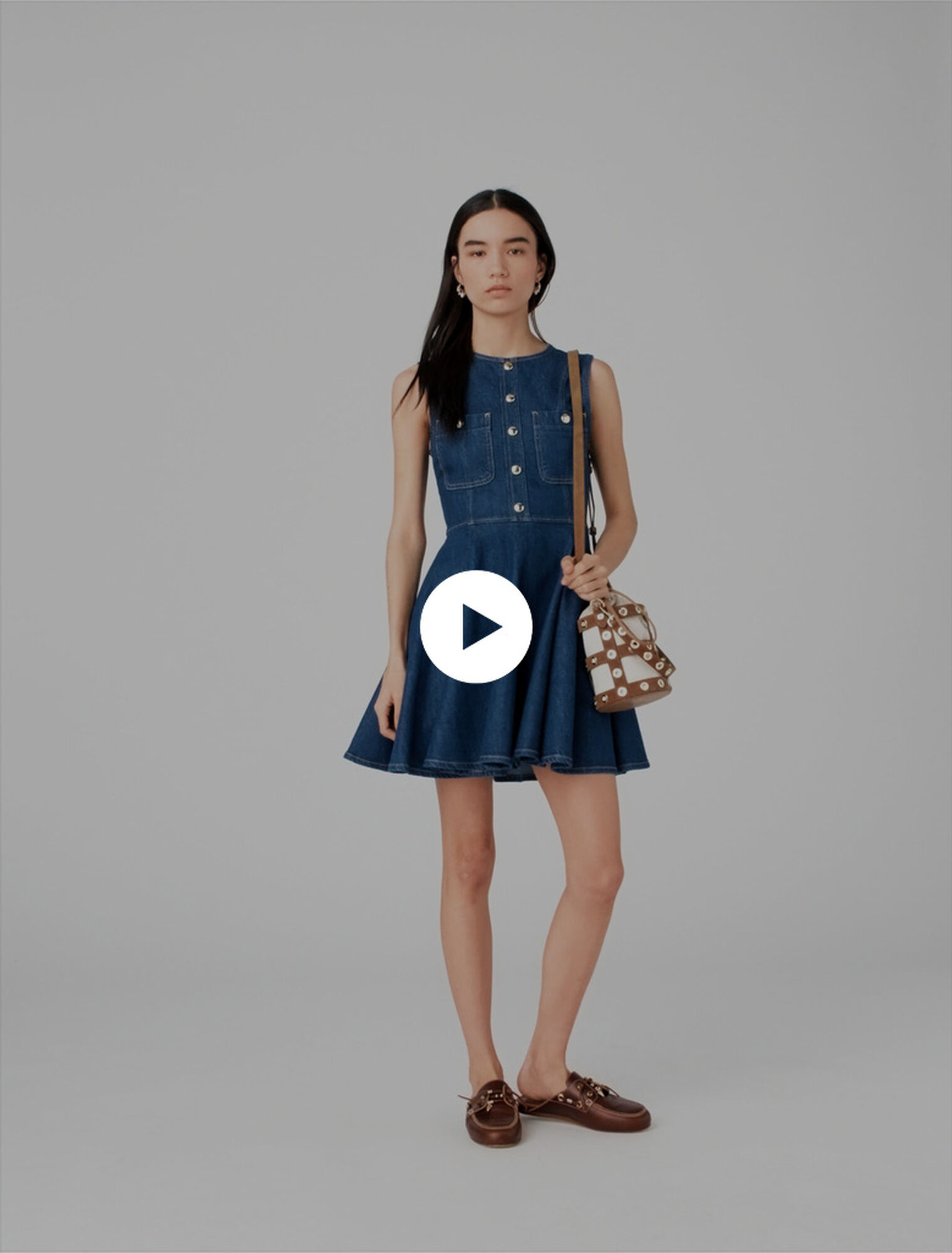Short flared denim dress