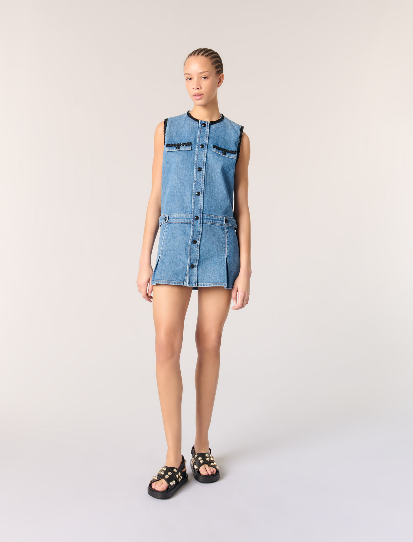 Denim Shirt Dress Maje Denim Dress Mid-length Dress Maje Blue Size